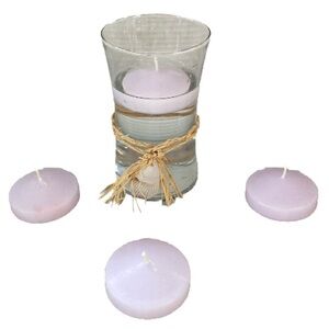 LAVENDER Floating Round Disk Candle Set of 4